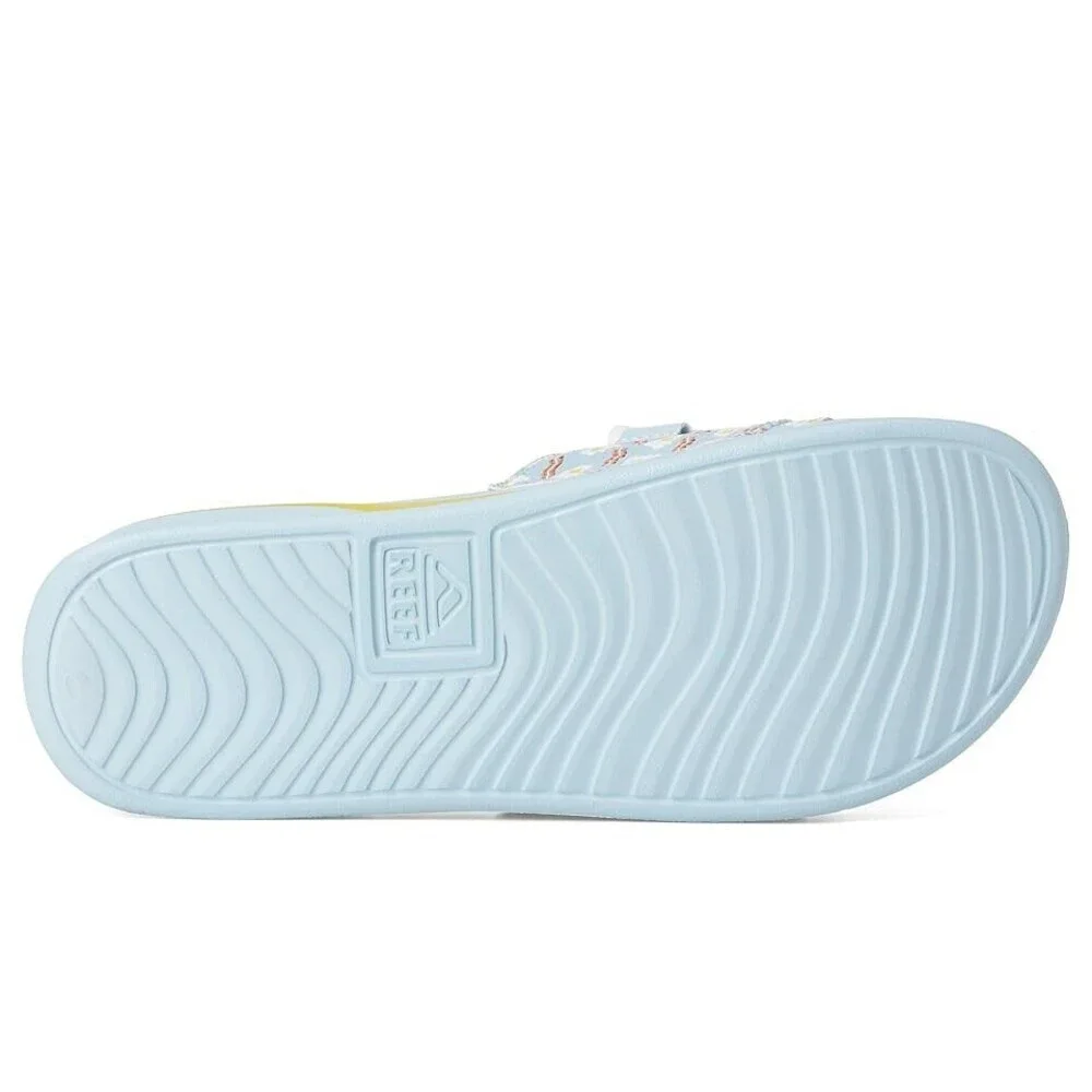 Reef Mulligan Sandals Men's US 8 Blue Leather Round Toe Slip-On Slide VER727